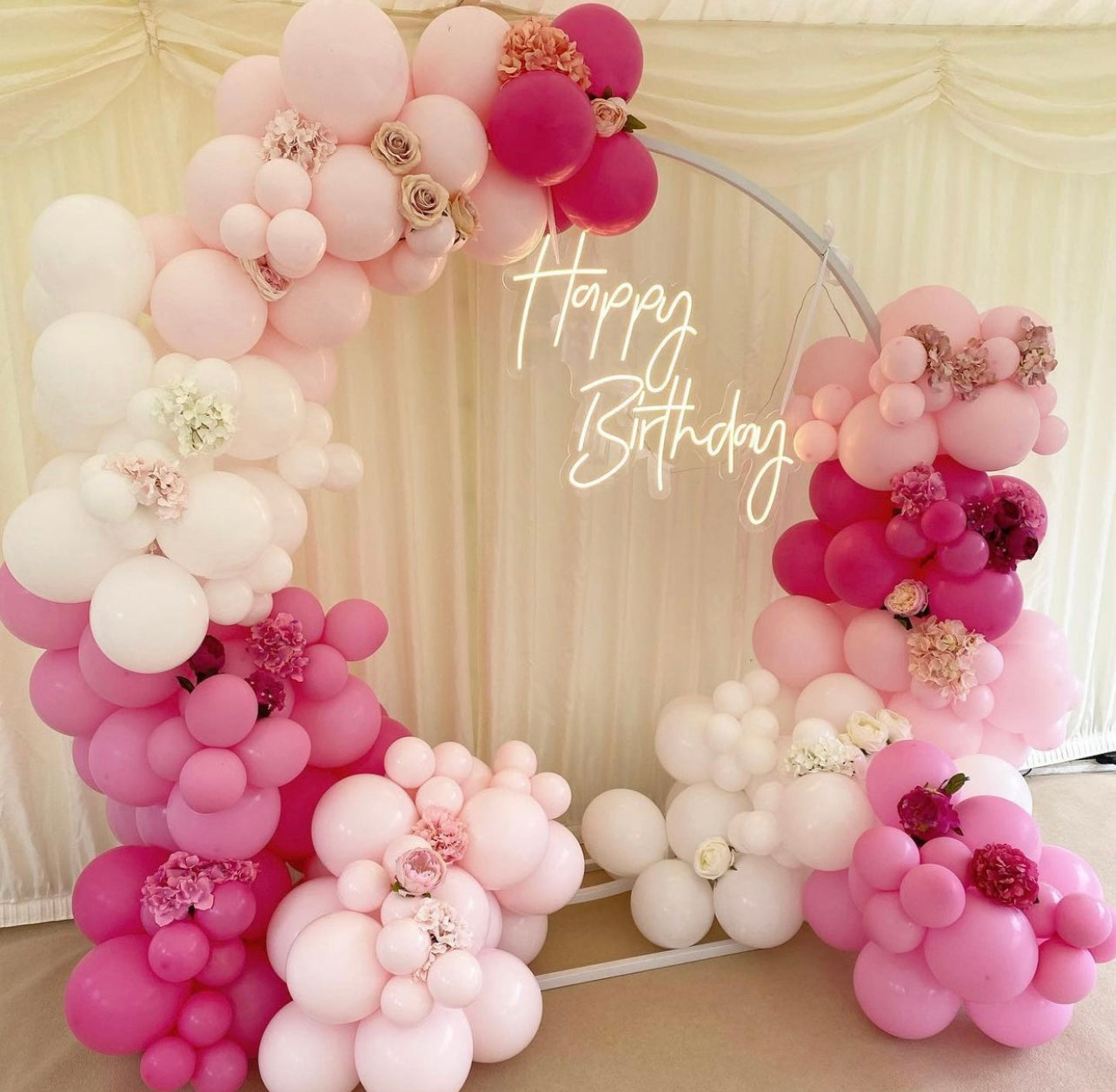 The Catherine - Luxury Half Balloon Arch on White Frame - Toronto and Vaughan Balloons