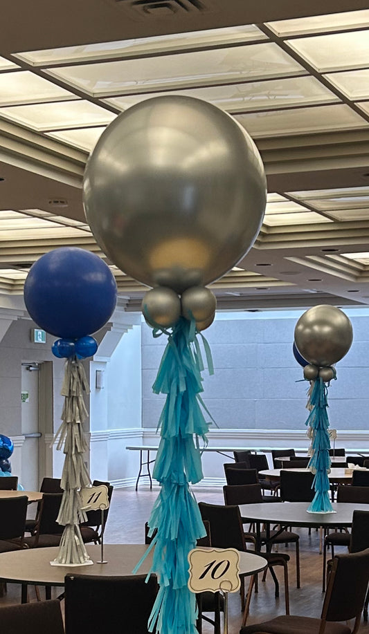 Silver Balloon Centerpiece with Fringe